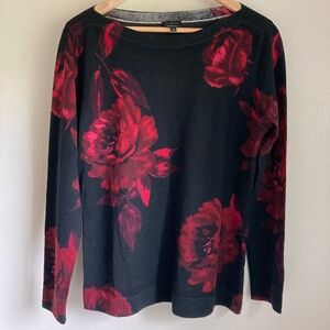 Talbots pure merino wool floral sweater